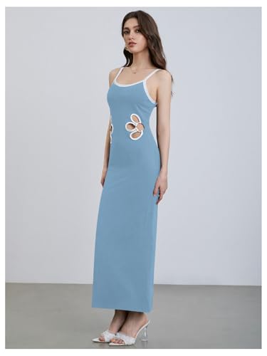 Image of Verdusa Women's Floral Cut Out Bodycon Maxi Dress Split Backless Sleeveless Cami Dress
