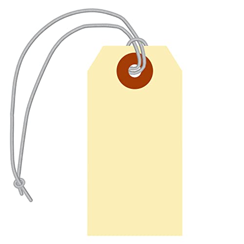 Smartsign Blank Manila Shipping Tags With Pre-Strung Elastic Strings - Pack Of 250, Size-2, 13Pt Thick Cardstock Tag, 3 1/4" X 1 5/8" Paper Hang Tags With Reinforced Fiber Patch #TOP6