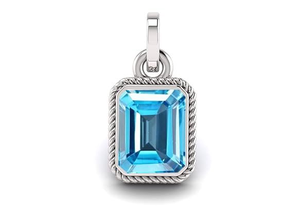 Blue Topaz Stone 11.00 Ratti Pendant Locket Silver Plated Unheated and Untreated Blue Topaz Natural Ceylon Gemstone for Men and Women (D176)-image-28