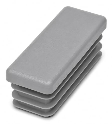 Image of (Pack of 10) Rectangular Plastic Plugs 25 /32 inch x 2-3 /8 inch (20 x 60 mm), Matt Tube Inserts, Fence Post Caps, Window Gray RAL 7040