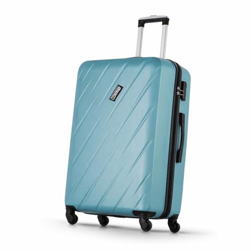 Image of CONWAY 55cm Cabin Trolley Bag, ABS Hard Shell Luggage Trolley Bags, 8 Spinner Wheels, TSA Lock, Lightweight Suitcase for Travel - Teal