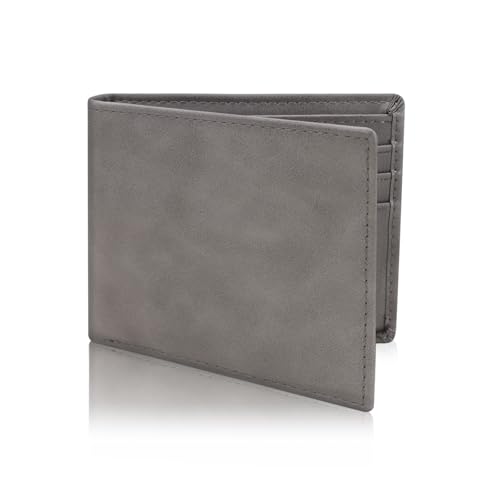 WisePoint Bifold Wallets for Men, RFID Blocking Wallet Leather Wallet for Men Minimalist Wallet, Lightweight Men's Wallet Mens Slim Wallet for Work, Shopping (gray)