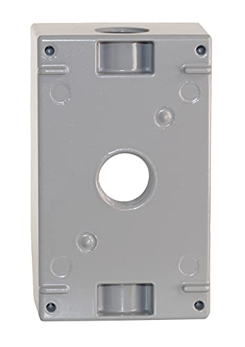 Image of Sigma Engineered Solutions 14250 Metal Electrical Outlet Box, Weatherproof, Easy Mount Plug and Receptacle Protector, Gray, (3) 1 /2-Inch Holes, 1 Gang Box (Pack of 2)