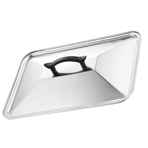 CLISPEED Coperchio Pentola in Acciaio Inossidabile Quadrato 35X26 CM Anti-Schizzi Olio Maniglia Ampia per Protezione in Cucina e Ristorante per Cottura al Forno