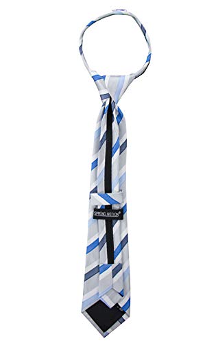Spring Notion Boy's Striped Woven Zipper Tie Blue Large #TOP2