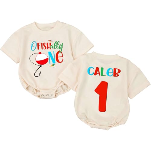 Custom Ofishally One Birthday Bubble Romper, Ofishally Fishing Birthday Outfit For Boy, 1st Bday Short Sleeve Romper, 1st B'day Clothes Boy, Birthday Boys Outfits 1 Year Old, Gifts One Year Old