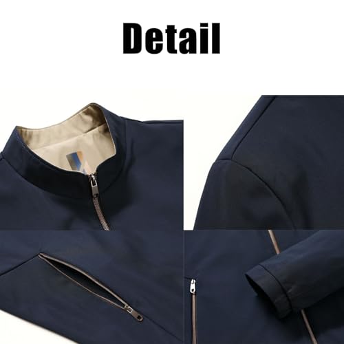 Men's Standing Collar Zipper Casual Jacket, Aviationp Business Casual Jacket with Internal Pocket for Spring4
