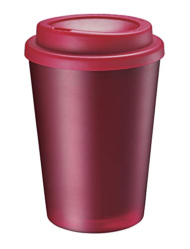 ゴーウェル タンブラー コンビニコーヒー サイズ 2層 保温 マグ カップ (直飲み ふた付き) 400ml レッド TS-1307-002（Amazon）