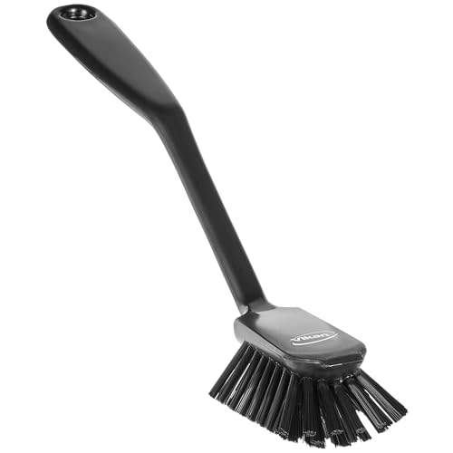 Image of Dish Brush with Scraper Edge 280mm - Medium Bristles - Black - Food Grade FDA Compliant