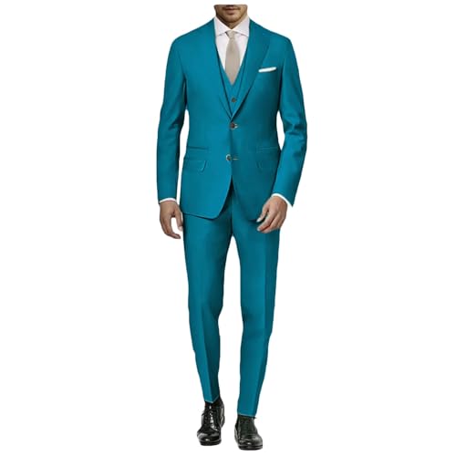 Men Business Casual 3 Piece Blazers Vest Pant Wedding Party Groom Prom Set