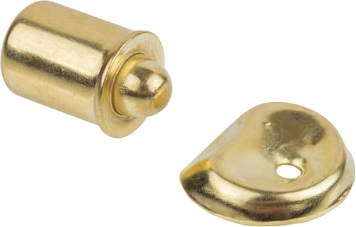 Brass Plated Spring Loaded Bullet Catch with Striker Plate - 3/8" Diameter - Hardware for Large Doors That Slide on Vintage or Modern Furniture - VL2-SB