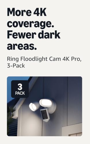 Image of Ring Floodlight Cam 4K Pro (newest model), Wired, Retinal 4K with wide-angle video, 10x Enhanced Zoom, and 2000 Lumen Floodlights, 3-Pack, White