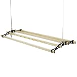 Gr8 Home Black Cast Iron Wooden Hanging 118cm Retro Vintage Antique 4 Lath Slat Victorian Edwardian Clothes Horse Creel Airer Dryer Kitchen Rack Ceiling Pulley Laundry Drier