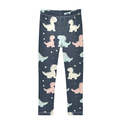 Wusikd Cute Dinosaurs Girls' Leggings Toddler Doodles Color Kids Yoga Pants Dance Active Tights 9-10T Multi