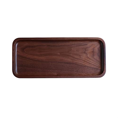 Bandeja de Cafetería Bandeja decorativa de madera for frutas, bandeja Dim Sum, servicio de mesa, bandeja Rectangular Simple de nogal, almacenamiento de mesa Bandejas Para Servir