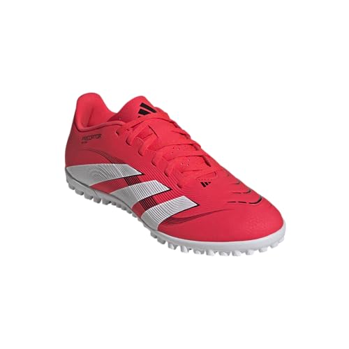 adidas Tênis de futebol unissex Club Turf, Vermelho lúcido, branco/preto, 9.5 Women/8.5 Men