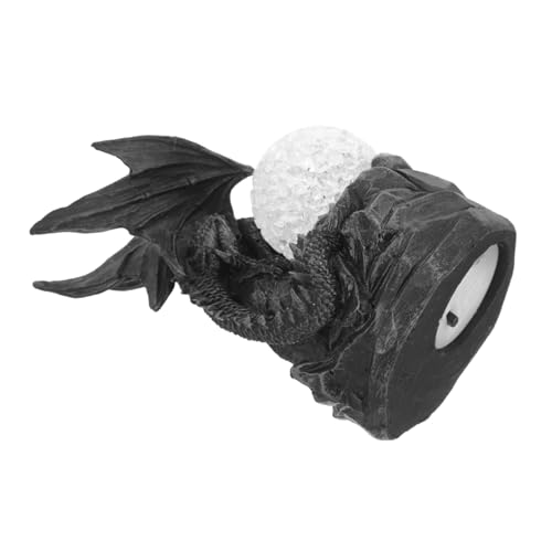 Cabilock Estatua de Dragón Vintage con Bola Iluminada Figura Animal Decorativa para Mesa y Estantería Adorno Retro para y Jardín