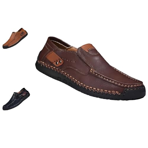 The First Young Shoes Men, Men’s Handmade Premium Leather Slip-On Driving Boots Travel & Outdoor