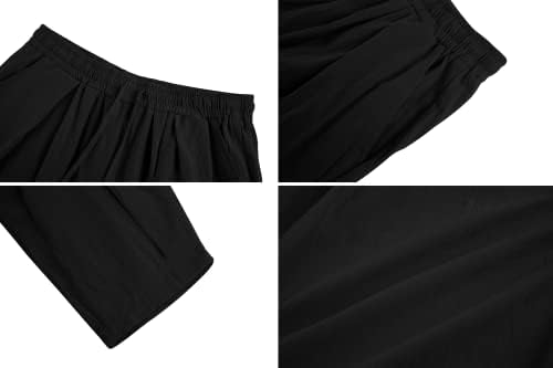Gafeng Mens Linen Yoga Pants Elastic Waist Drawstring Summer Beach Loose Fit Casual Tapered Trousers