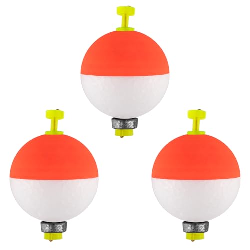 Dr.Fish 10 Pack Weighted Fishing Bobbers Snap-on Spring Floats EVA Foam Push Button Clip on Line Floats Fly Fishing Trout Bass Crappie Catfish Diam 1''