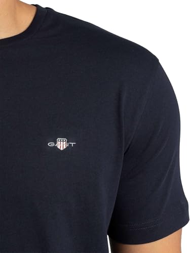 GANT Camiseta con Escudo Impreso, Azul Noche, L Hombres