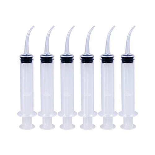 Milisten Jeringa Dental Desechable de 6 Piezas Jeringa de Irrigación Dental con Punta Curva