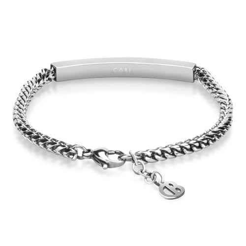 COBI 316L Stainless Steel Bracelets for Men, Thick Thin Cuban Link Chain, Blue Black Grey Beaded Stone, Premium Leather Jewelry with Totem, Franco Chain, Hip Hop Punk Style, Ideal Gift, 7 8 9 Inch - Image 3