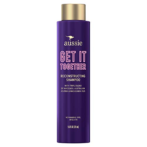 Aussie Get It Together Reconstructing Shampoo, Triple Oil Blend of Avocado, Australian Jojoba and Macadamia Oils, Paraben and Dye Free, 9.6 Oz