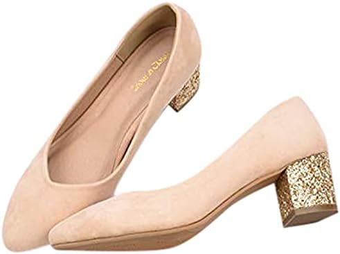 Amazon Shoes In Closet パンプス レディース コラボ グリッターチャンキーヒール 太ヒール 低反発 スエード パステル S ライトベージュ Shoes In Closet シューズ バッグ