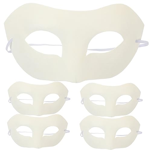Healeved 5 pièces Masques à Peindre DIY Papier Blanc Masques Vierges Pâte pour Fête Carnaval Cosplay et Mascarade Décorables et Personnalisables