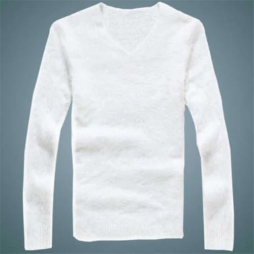 Men's Casual Solid Soft Warm Long Sleeves Pullover V-Neck Elastic Vintage Knitted Sweaters3