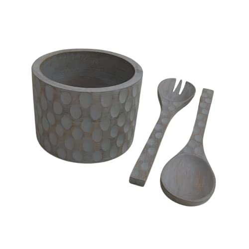 BaraBara Juego de cuencos de ensalada de madera de mango, cuencos pequeños con juego de dos utensilios de madera de mango para inauguración de la casa, aniversarios y cumpleaños. Tamaño: 6 x 6 x 4.25