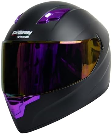 Crown Racing Full Face Motorcycle Helmets Motorbike Street Bike Helmet for Men and Womens DOT Approved Purple Motorcycle Helmet