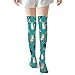 4TH N Over-The-Knee Compression Socks for Women, Cat Floral Athletic Non Slip Thigh High Stockings for Gym, Cycling & Winter Sports