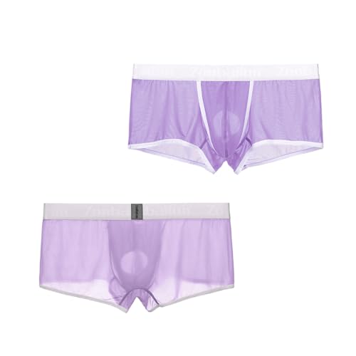 JINSHI See Through Boxer Briefs for Men Ice Silk Sexy Ultra Thin Dual Pouch Male Underwear Sheer Stretchy Comfy Plus Size2