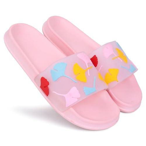Image of Pampy Angel Transparent Leafs Women's Flip Flops Slides Back Open Household Comfortable Slippers