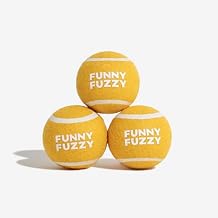 FUNNY FUZZY Squeaky Tennis Balls for Dogs, High-Visibility Dog Balls, Interactive Dog Toys for Large Dogs, Ideal for Outdoor Play & Training - 3 Pack 1.85''
