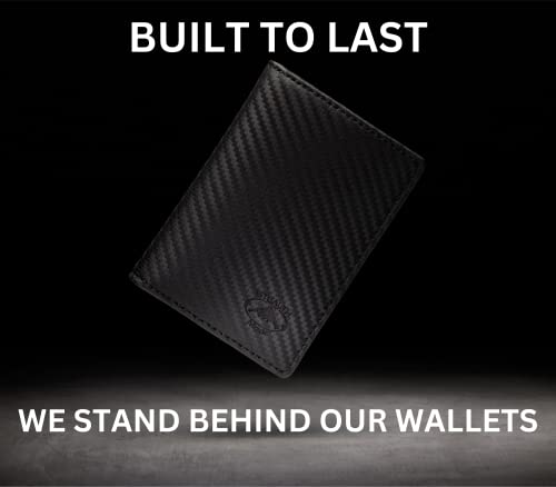 Image of Stealth Mode Men's Slim Front Pocket Wallet - RFID Blocking, Thin Minimalist Design, Genuine Leather - ID Badge Window and 5 Sleeves for Money, Credit Cards, Driver License (Carbon Fiber Leather)