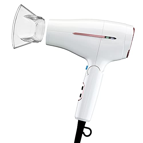 Conair Double Ceramic Travel Dryer with Concentrator & Folding Handle, 1875W Travel Blow Dryer with Smart Voltage Technology, Ionic Conditioning Fights Frizz, 3 Heat & 2 Speed Settings, White by Conair - Used condition - US$36.11