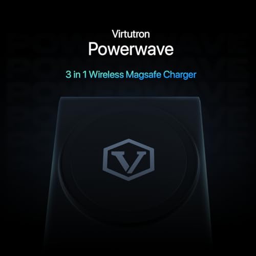 Image of Virtutron 23 W Wireless Charger 3 in 1 Charging Station, Magnetic magSafe Compatible for iPhone 17, 16 /Plus /Pro /Pro Max, iPhone 15 /Plus /Pro /Pro Max,14,13 /12, Airpods 3rd /2nd gen (Black & Grey)