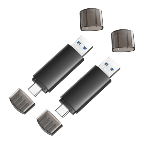 Image of JOIOT 32GB USB C Flash Drive Dual USB 3.0 Flash Drive Type C + USB A Portable Type-C Flash Drive 2-in-1 USB-C Thumb Drive for Smartphone Tablet Computer Mac iPhone 15 Black(2 Pack)