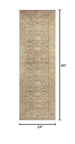 Loloi Margot Collection MAT-04 Antique/Sage 2'-0" x 5'-0" Accent Rug, No-Shed Easy Clean Large Patterned Area Rug for Living Room, Bedroom, Dining Area