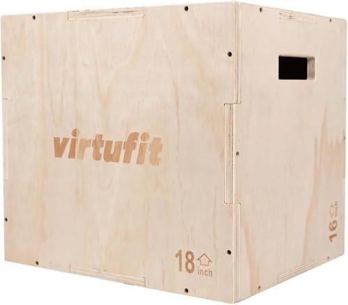 VirtuFit Caja de salto pliométrica de madera 3 en 1 - Pequeña - 40 x 45 x 50 cm - Caja de salto - Caja de salto pliométrica