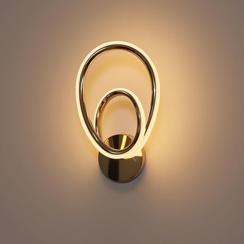 Image of Modern LED Ring Wall Lamp | Luxury Gold Finish Wall Light for Living Room & Bedroom | Warm White Decorative Wall Sconce