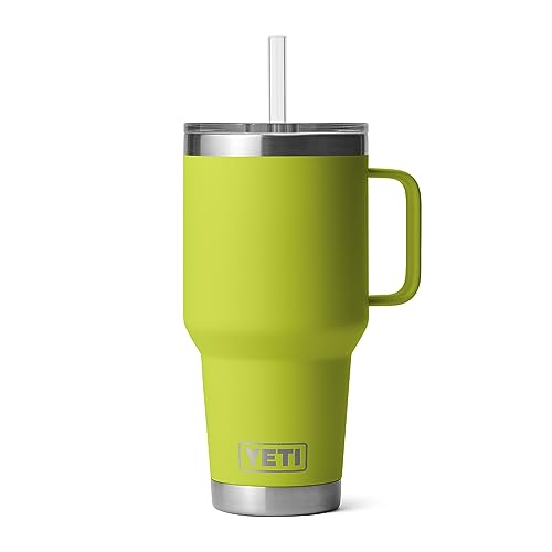 Image of YETI Rambler 35 oz Tumbler with Handle and Straw Lid, Travel Mug Water Tumbler, Vacuum Insulated Cup with Handle, Stainless Steel, Chartreuse