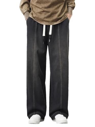 Men’S Baggy Cargo Jeans Streetwear Trousers Fashion Straight Leisure Wide Denim Pants