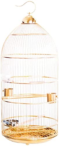 Outdoor Bird Cage Resting and Play House, Birdcages European Heightened Luxury Stainless Steel Bird Cage Parrot Myna Medium and Large Round Bird Cage Golden, Best Love for Your Pet/861
