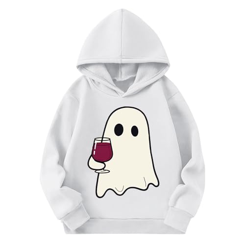 Girls Hoodies Funny Cute Ghost Graphic Pullover Sweatshirt Oversized Hooded Spooky Season Halloween Shirts