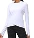 Women's Long Sleeve Compression Shirts Workout Tops Cross Hem Athletic Running Yoga T-Shirts with Thumb Hole