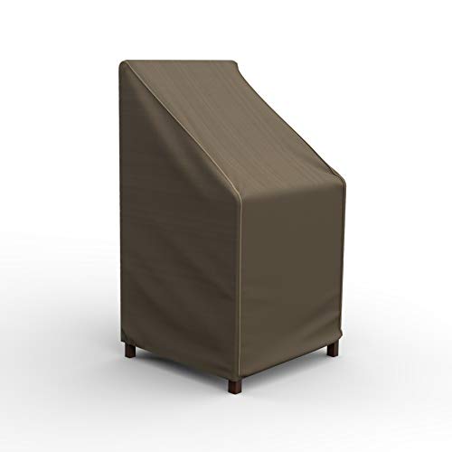 StormBlock™ Platinum Patio Stack of Chairs Cover/Barstool Cover (Black and Tan Tweed)
